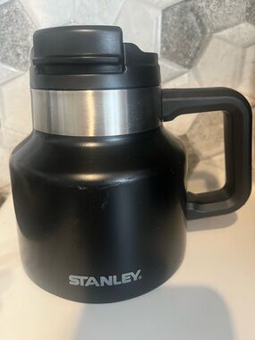 Stanley Tough to Tip Black Travel Mug with Stainless Accent and Handle